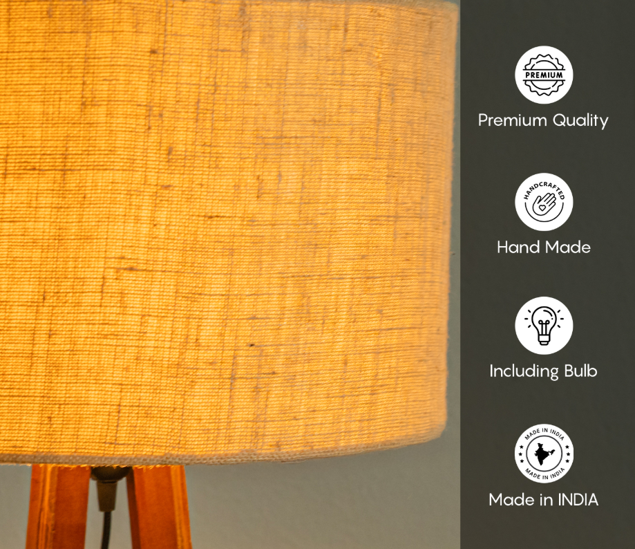 TWILIXO WOODEN FLOOR LAMP WITH SHELF NATURAL JUTE SHADE - Image 6