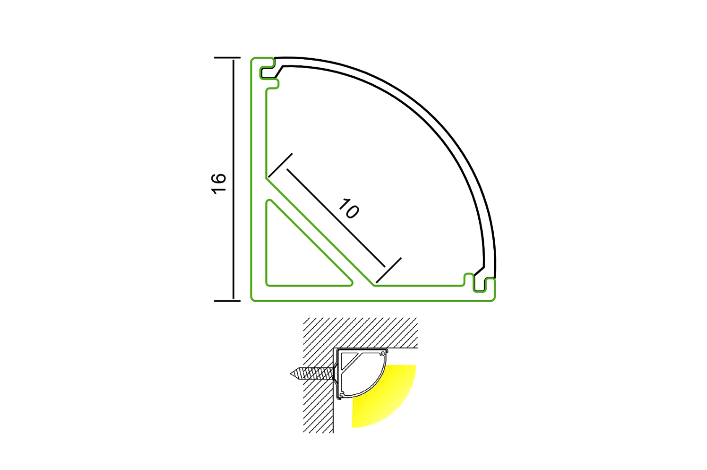 TWILIXO 16 x 16mm Corner Aluminium Profile Light Channel - Image 4