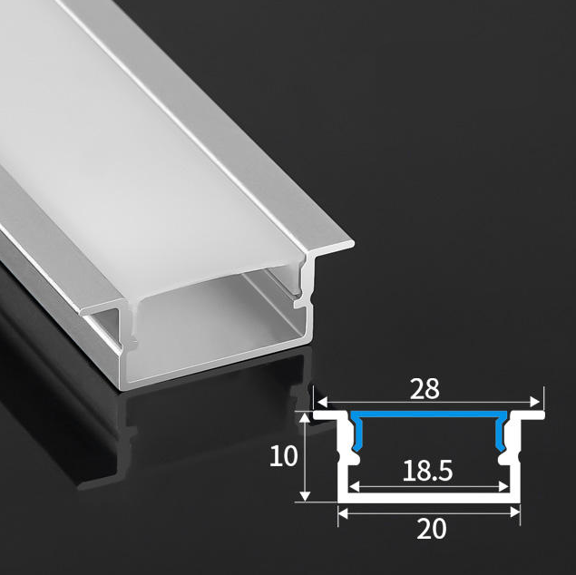 TWILIXO 20 x 10mm Recessed Aluminium Profile Light Channel