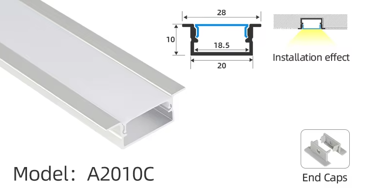 TWILIXO 20 x 10mm Recessed Aluminium Profile Light Channel - Image 3